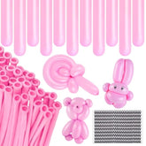 Pink 260 Long Balloons, 100 Pcs Animals Twisting Balloons For Girl Women Birthday Engagement Wedding Baby Shower Princess Theme Party Decor