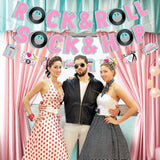 Sock Hop Rock And Roll Banner Garland, 50S Party Decorations, 1950S Theme I Love The 50S Music Themed Birthday Party Supplies Hanging Decors