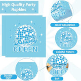 Dancing Queen Disco Party Set: 70s Theme, Blue Tableware for 24