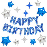 Blue And Silver Happy Birthday Balloons Kit With 16 Inch Mylar Foil Letters Balloon And Star Balloons For Birthday Party Decorations Photo Booth Backdrop