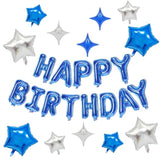 Blue And Silver Happy Birthday Balloons Kit With 16 Inch Mylar Foil Letters Balloon And Star Balloons For Birthday Party Decorations Photo Booth Backdrop