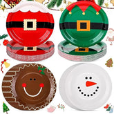 100 Pcs Christmas Paper Plates 9 Inch Disposable Santa Christmas Dinnerware Set Xmas Dinner Plates Table Decorations Holiday Party Supplies, Serve 100 Guests