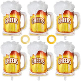 Beer Mug Cheers Balloons, 28 Inch Large Beer Cup Foil Balloons, 6 Pcs Beer Mylar Helium Balloons For Birthday Bachelorate Beer Themed Party Decoration