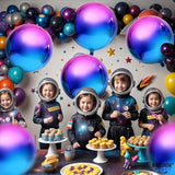 Metallic Purple Galaxy Balloons: 4D Round Foil Party Decor