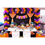 Halloween Balloon Garland Arch Kit with Spider Web Boo Banner and Foil Balloons