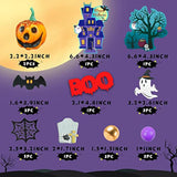 26PCS Halloween Cake Toppers Set Haunted House Ghost Bat Pumpkin Cupcake Decor