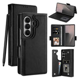 for Galaxy Z Fold 7 Case Wallet with Card Holder RFID Blocking S Pen Holder Leather Heavy Duty Shockproof Protective Flip with Magnetic Clasp