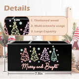 Neon Christmas Tree Kitchen Utensil Holder, Merry And Bright Xmas Cooking Utensil Holder Wooden Storage Organizer Box For Kitchen Counter, Girly Christmas Decor