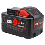 9Ah 18V Replacement Battery Compatible With Milwaukee M18 Xc 48-11-1840 48-11-1860 Cordless Power Tools Lithium Batteries