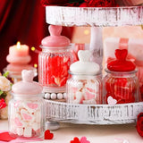 4 Pcs 16 Oz Valentine'S Day Glass Candy Jars Clear Valentines Containers With Ceramic Heart Lid Cute Decorative Storage Jars For Cookie Chocolate Nut(Pink,Red,Rose,White,Classic Heart)