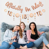 18th Birthday Banner, Rose Gold Glitter, Officially An Adult, Pack of 2