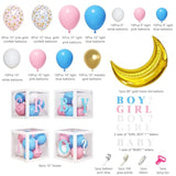 130Pcs Gender Reveal Balloon Decorations, Pink And Blue Balloon Arch Kit Baby Boxes With Letters(A-Z+Boy Girl) For Baby Shower Birthday He Or She Gender Reveal Party Supplies