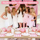 175PCS Coquette Pink Bow Birthday Party Supplies Set, Plates, Napkins & Cutlery for 25 Guests