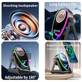 5-in-1 Wireless Induction Bluetooth Speaker with Phone Stand, Wireless Charging, 4-13" Device Fit, 1800mAh RGB Lighting Induction Speaker for Men