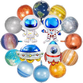 16 Pieces Galaxy Space Balloons - Large Outer Themed Decorations Rocket Spaceship Astronaut Planet Foil Balloons For Kids Birthday Baby Shower Party Supplies