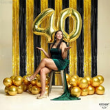 XL Black Gold Streamers 8x3.2ft Pack of 2 Party Backdrop Decor