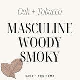Scented Candle - Oak & Tobacco – Additional Scents And Sizes – 100% Cotton Lead-Free Wick - Luxury Air Freshening Jar Candles - Perfect Home Decor – 11.5Oz