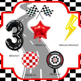 Race Car Birthday Decorations – 40" Lightning Bolt & Number 3 Foil Balloons