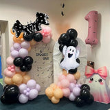 Pink Purple Halloween Balloon Garland Kit 125pcs with Ghost Bat Foil Balloons Decor