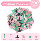 200 Pcs Wicked Themed Birthday Confetti, Birthday Table Decorations Scatter Cake Confettis, Green Pink Foil Confetti Decorations For Party, Baby Shower Diy Arts Crafting