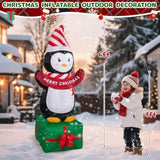 6Ft Christmas Penguin Inflatables Decoration With Led Lights, Blow Up Outdoor Decoration For Christmas Party, Holiday Xm