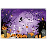 10x8FT Halloween Photo Backdrop Castle Scarecrow Witch Pumpkin Birthday Party Banner