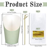 50Pcs Sage Green Charcuterie Cups With Bamboo Sticks Plastic Treat Goodie Bags Gold Twist Ties 14Oz Disposable Paper French Fries Cup Holder For Home Kitchen Baby Shower Birthday Party Supply