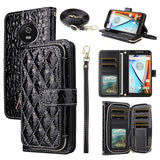Argyle Wallet Case for Moto G5 with Crossbody/Wrist Strap Luxury PU Leather Kickstand Zipper Purse Shockproof Card Holder Cell Phone Cover for