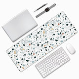 Laptop Mouse Pad Terrazzo Seamless Stone Desk Mat With Stitched Edges 31.5X 11.8 Inch Non-Slip Large Keyboard Rubber Writing Table Mat For Office Home