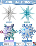 Snowflake Balloon Garland Arch Kit, 144 Pcs Purple Blue Silver White Balloons With Foil Snowflake Star Balloons, for Winter Wonderland, Princess Birthday, Baby Shower, Christmas Decor