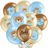 Bear Baby Shower Balloons: Blue & Brown Gender Reveal Set