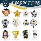 12 Pcs Graduation Party Balloons, Congrats Grad Aluminum Foil Balloons, 2025 Graduation Party Decorations,Graduations Foil Balloons For College High School 2025 Graduations Party Supplies
