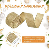 2 Roll 20 Yards Christmas Ribbon Wired Glitter Thick Ribbon Metallic W
