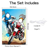 Motocross Photo Door Banner 59×39 — Dirt Bike Backdrop & Kids Party Prop