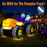 8FT Long Giant Halloween Inflatables Decoration Outdoor Monster Truck Car-Halloween Decorations Blow Up Built-in LEDs Huge Pumpkin Blowups Easy Setup Strong Blower for Yard Party