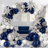 Navy Blue Balloon Arch Kit with Silver Stars: Graduation Decor