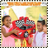 Cars Piñata Race Car Party Favors Set With Black Red Birthday Piñata Stick Blindfold Slap Bracelet Keychain Sticker Racecar Party Gifts Birthday Decorations Goodie Bag Stuffer Supplies