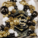 4 Sizes – Black White Gold Balloon Garland Kit & Arch For New Years, G