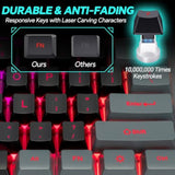 CHONCHOW Gaming Keyboard and Mouse Combo LED Backlit 104Keys Full Size Keyboard Light Up USB Wired Mechanical Feel 3600 DPI Gaming Mic for Windows PC Mac Xbox Gamer, Black&Grey