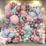 142pcs Butterfly Balloon Arch Kit with Pastel Balloons & Foil Butterflies