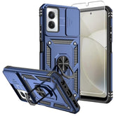 Moto G Power 5G 2024 Case with Screen Protector Camera Cover Kickstand Blue
