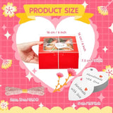 50 Pcs Valentine'S Day Red Pink Bakery Boxes With Window 6X6X3 Inch Pink Red Cookie Treat Dessert Cupcake Charcuterie Box With Rope And Card For Valentines Wedding Baked Goods Gift Giving