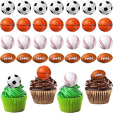 32 Pcs Mini Foam Balls Sports Cupcake Toppers 1.6 Inch Basketball Soccer Stress Ball Small Football Baseball Cake Topper Sports Party Favors For Birthday Party Supplies Decoration(Mixed Balls)