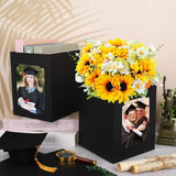 12Pcs Graduation Table Centerpieces Box 6/7 Inch Picture Display Reusable Photo Props Box Frame For Congrats Grad Wedding Decor Flower Arrangements, Black