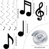 25 Pieces Musical Note Hanging Swirl Decorations – Music Theme Party Supplies (Black)