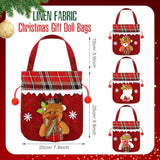 12 Pcs Christmas Gift Doll Bags Christmas Eve Apple Bags Reusable Drawstring Gift Bags Elk Bear Santa Claus Snowman Fabric Goody Bag For Christmas Candy Party Favors Holiday Wrapping