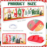 Christmas Joy To The World Fence Banner For Religious Christmas Party Decoration, O Holy Night Nativity Scene Yard Sign Banner For Christian Xmas Decor, Jesus Is The Reason For The Season Welcome Banner
