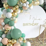 Sage Green Balloons, 117Pcs Green Balloons Arch Kit, White Gold Confetti Balloons And Retro Green Latex Balloons For Birthday Party Wedding Shower Balloons Arch Decorations