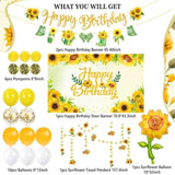 Sunflower Birthday Secorations Sunflower Party Decorations With Sunflower Garland, Sunflower Balloons, Sunflower Backdrop, Pompoms, Sunflower Birthday Banner, Party Supplies For Women And Girls