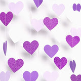 Purple Party Decoration Heart-Garland - 52Ft Purple Lavender White Streamers Birthday Banner Baby Bridal Shower Wedding Engagement Bachelorette Graduation Decorations